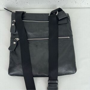 Margot Black Leather Crossbody Shoulder Bag Purse with Silver Hardware